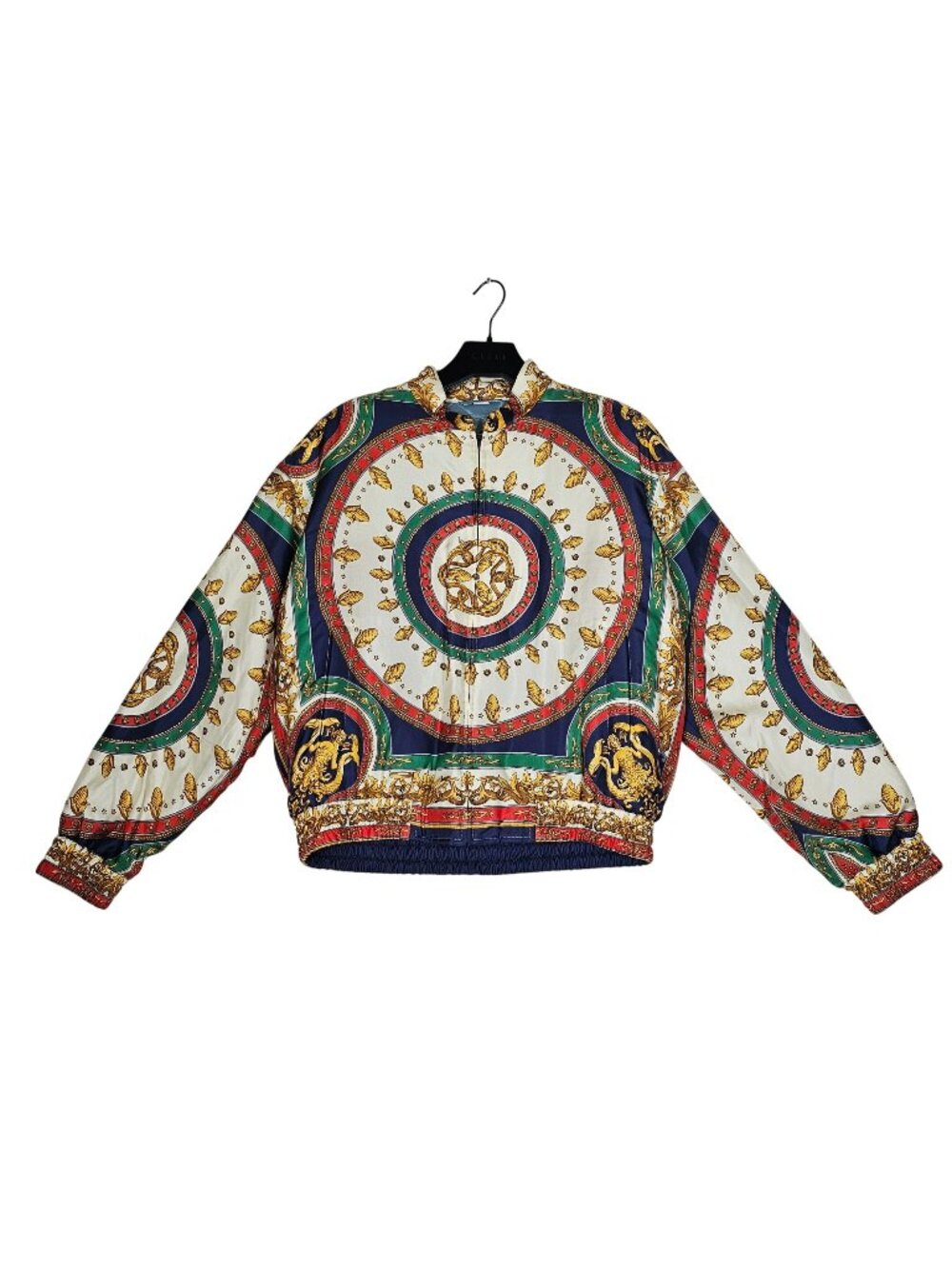 Gucci Mens Mermaid Circle Print Silk Twill Bomber Jacket IT 52 Multicolor NWT